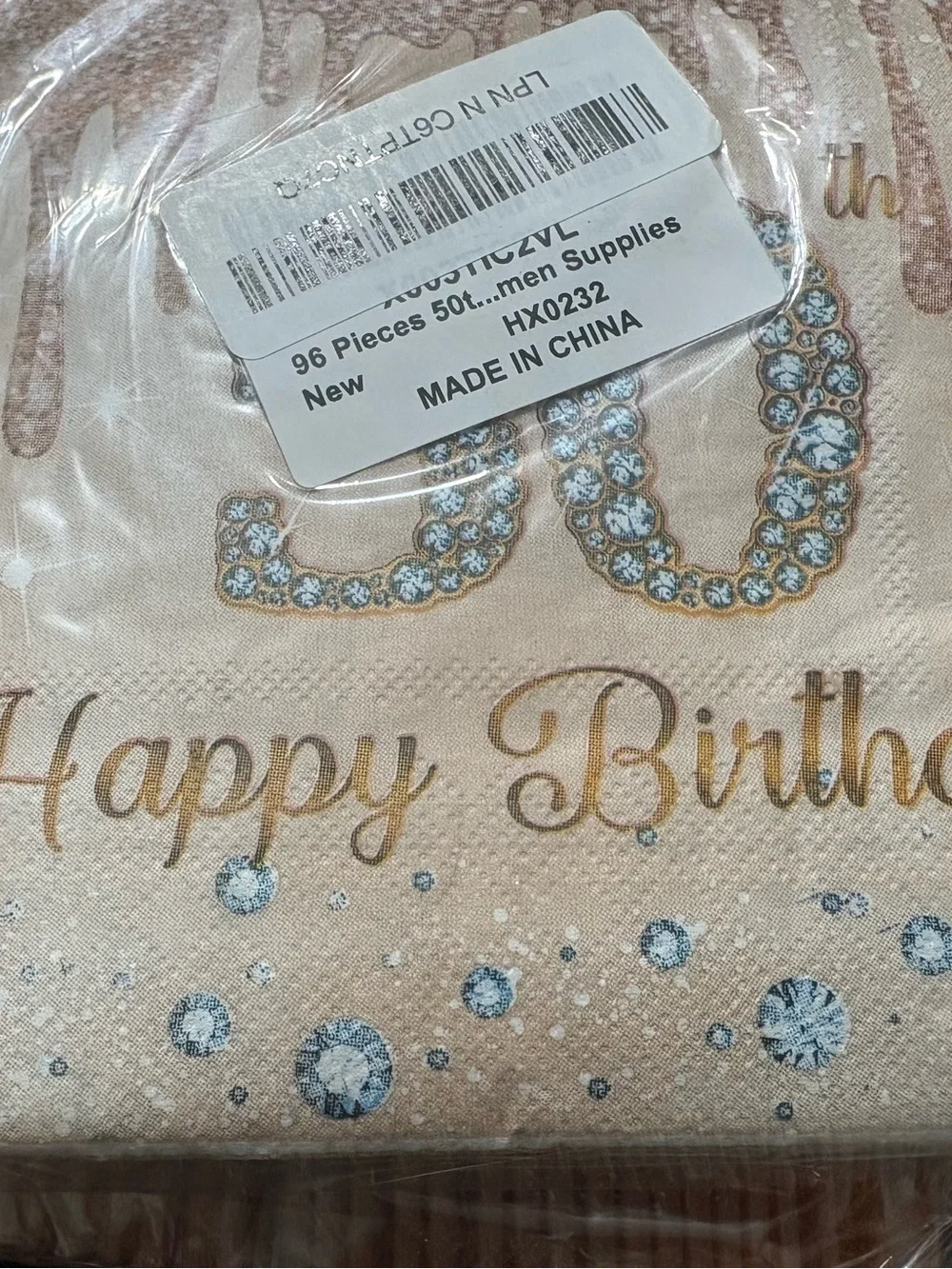 Happy Birthday 50th Disposable Napkins - Rose Gold